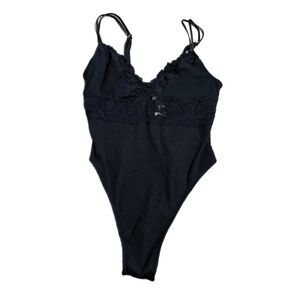 Forever 21 Black Lace Trim Bodysuit